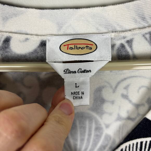 Talbots Vintage v-neck cardigan sweater Pima Cotton blend Large floral tropical - Picture 4 of 5